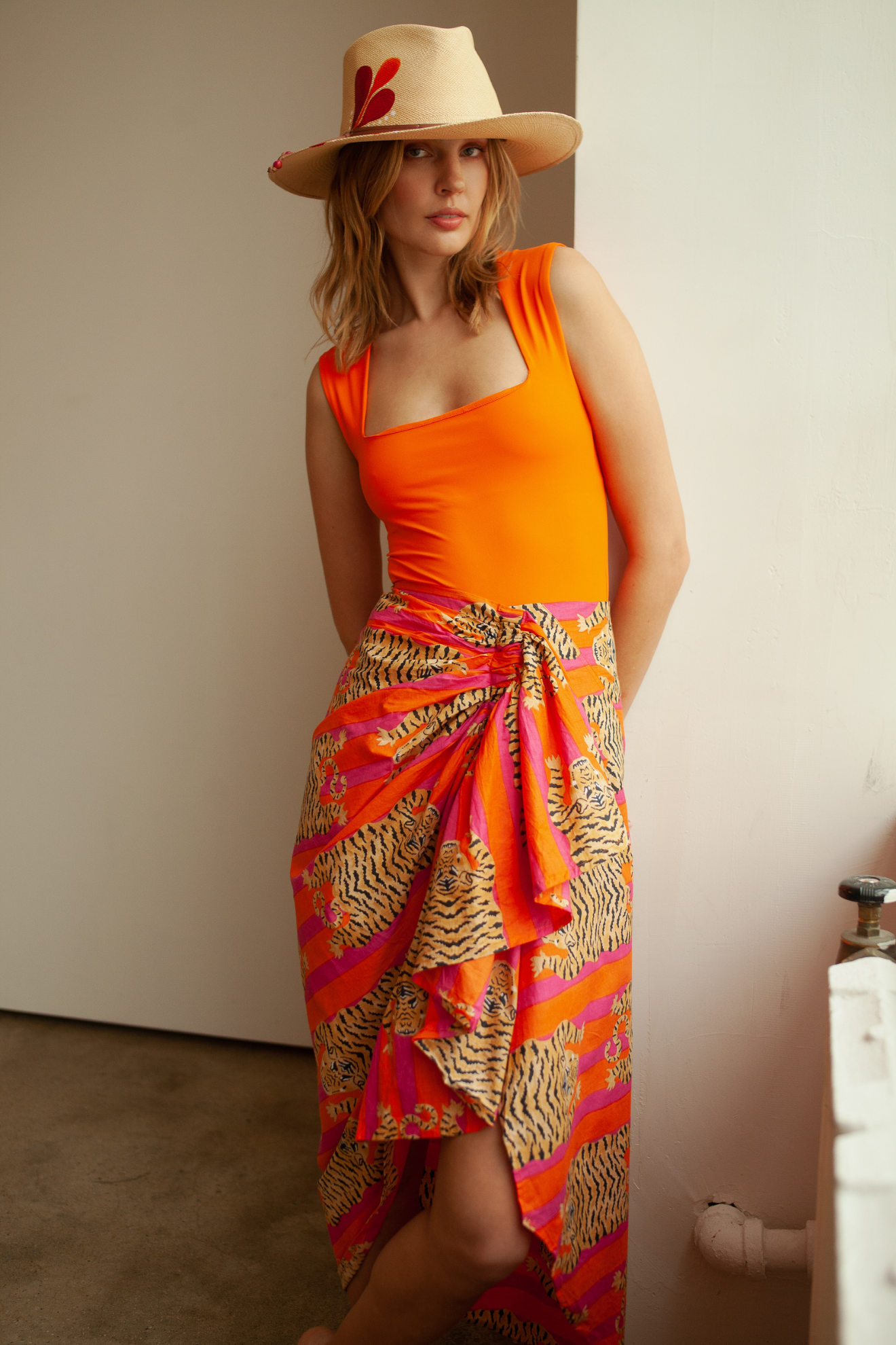 Tibet Pareo Skirt - Orange/Pink