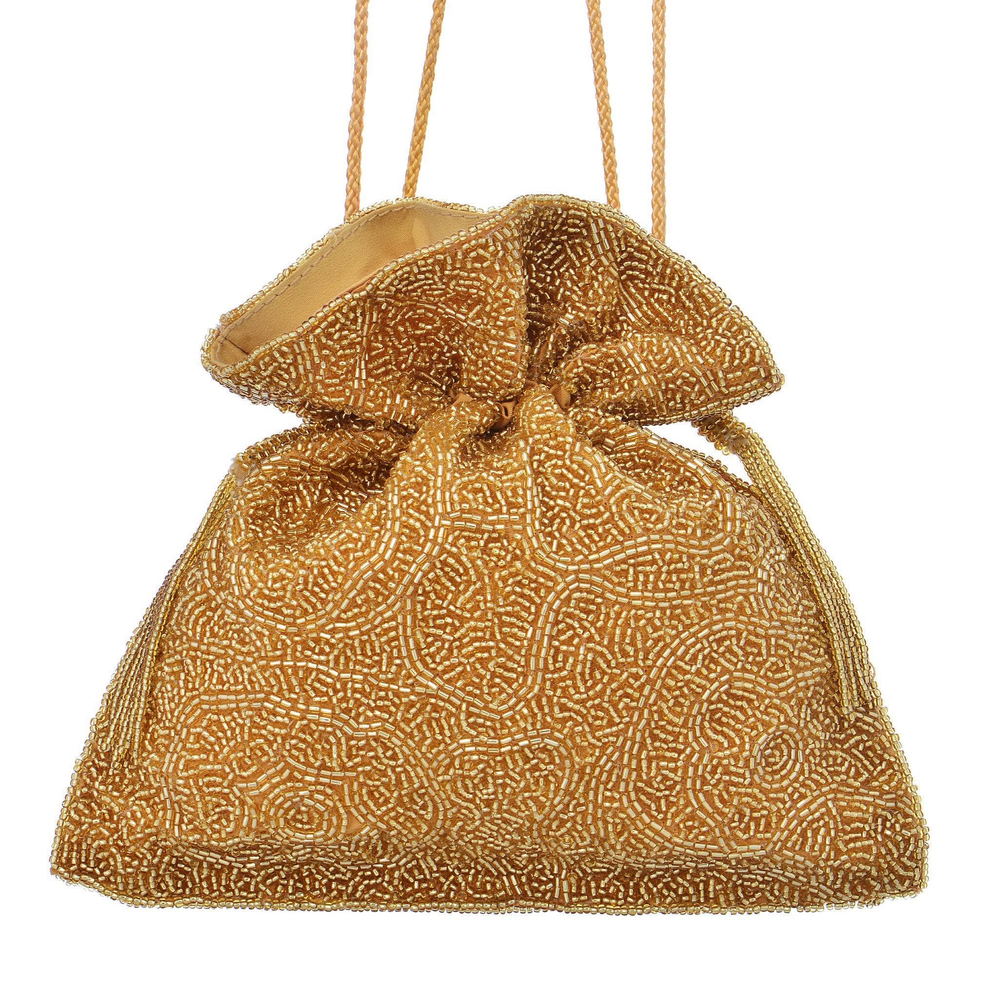 Anthophila Beaded Pouch Gold Guadalupe Design