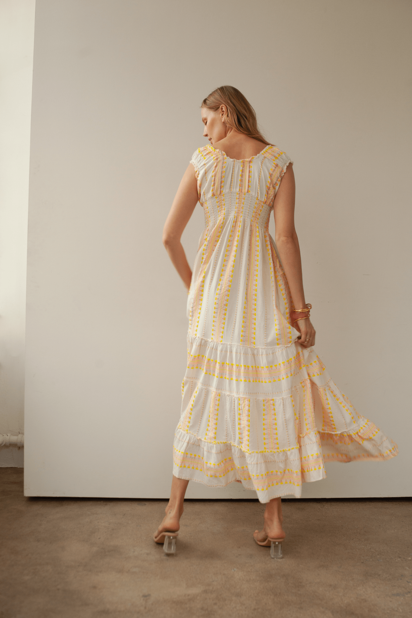 Keila Long Dress Pink/Lemon