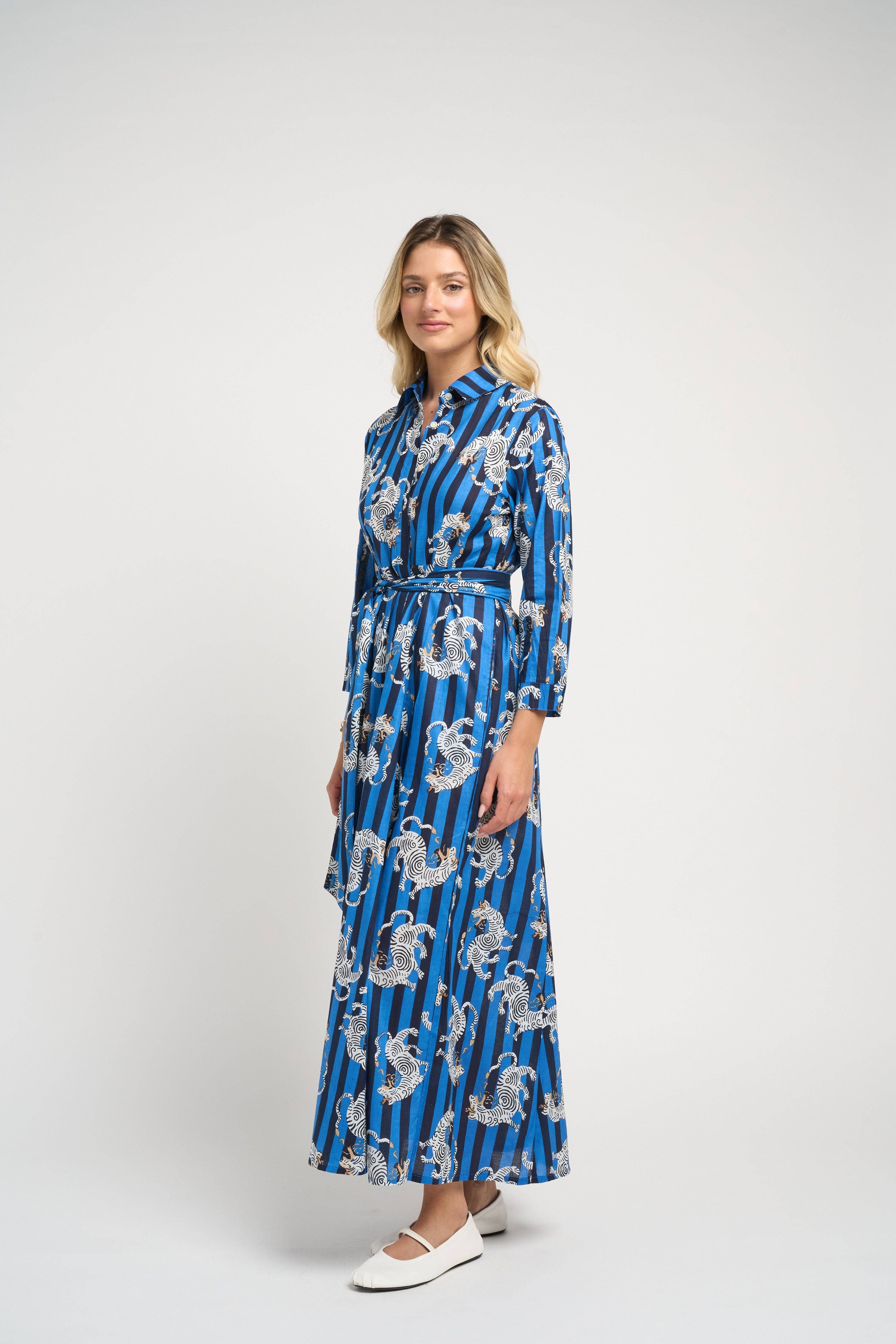 Luciana Tibet Dragon Dress Navy
