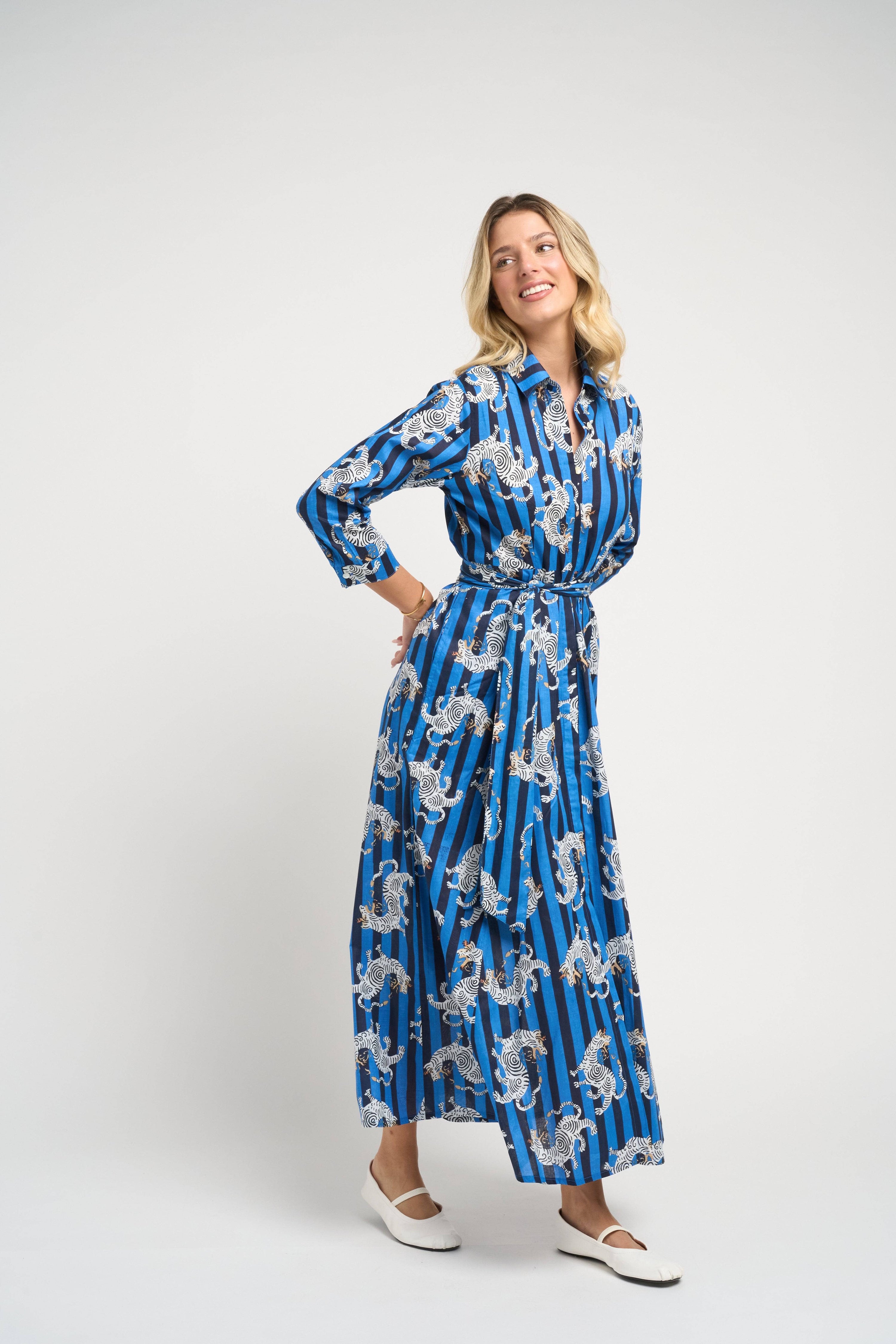 Luciana Tibet Dragon Dress Navy