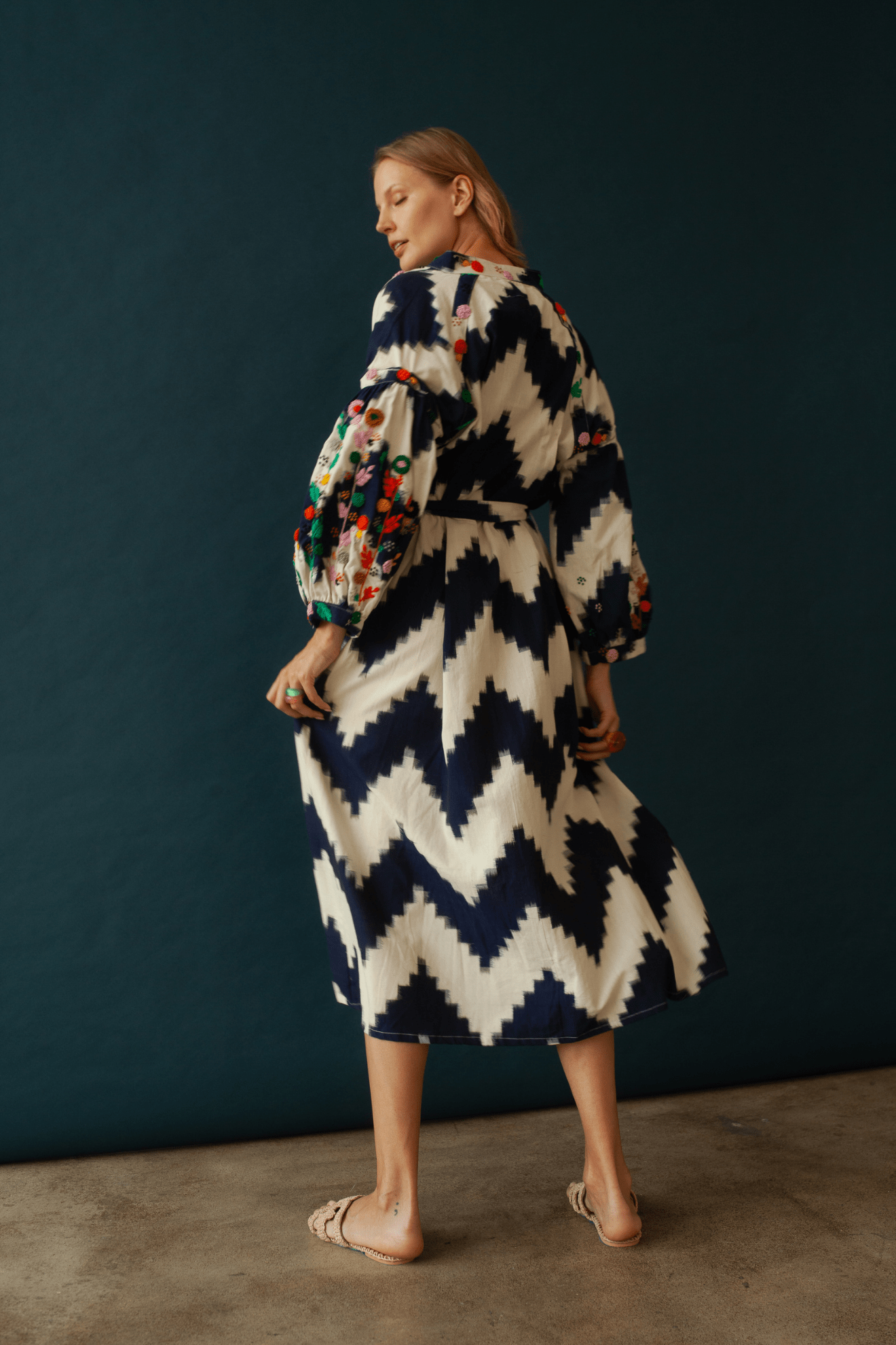 Rambagh Flower Dress Blue