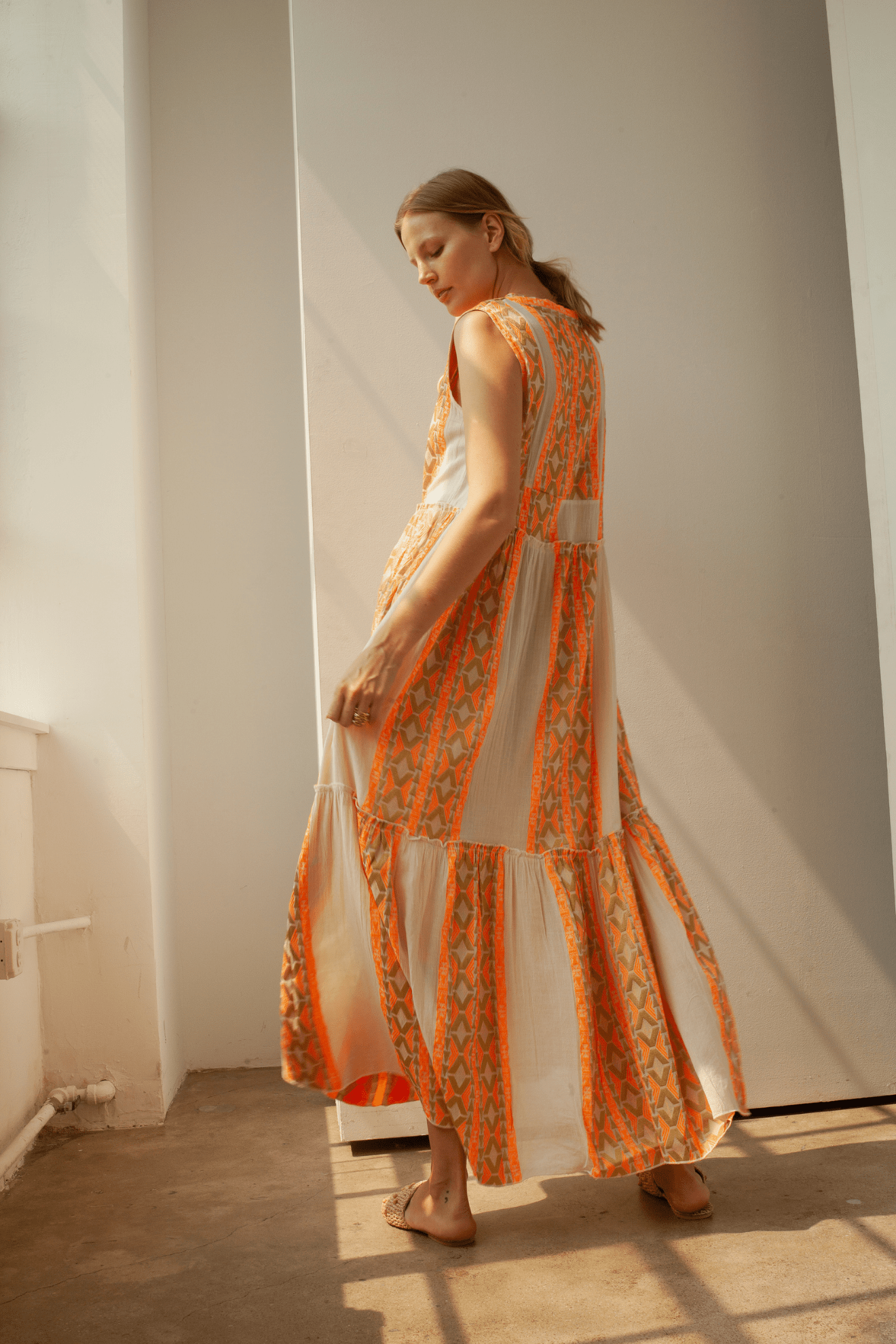 Briana Long Dress Gold/Orange