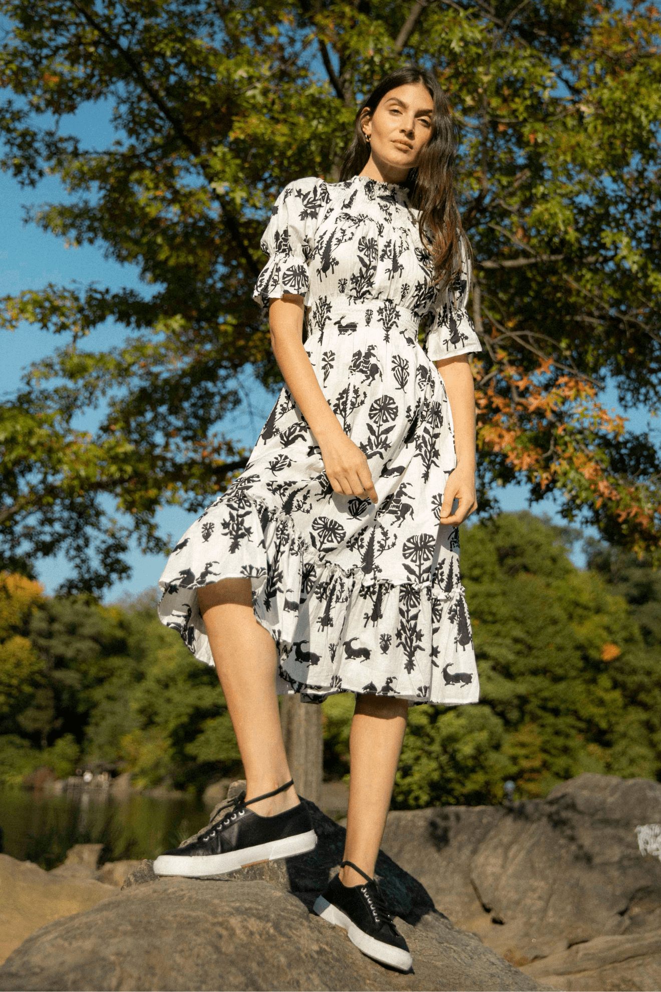 Shop Now Inaya Dress White Black | Guadalupe Design