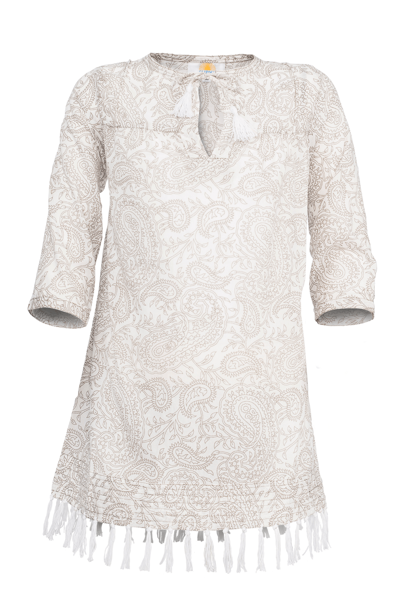 Ari Paisley 3/4 Sleeve Tunic - Beige