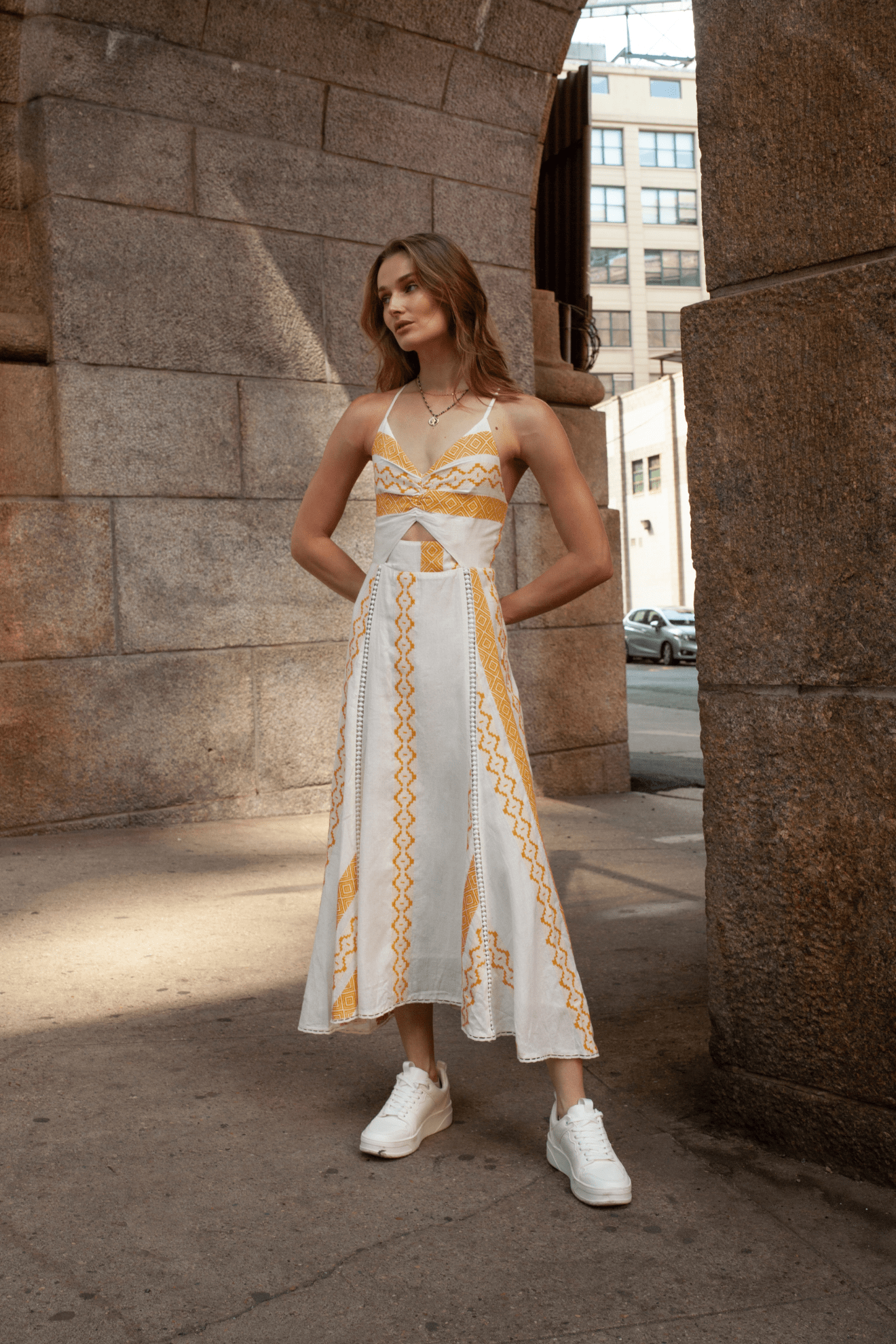 Filomena Linen Dress Yellow