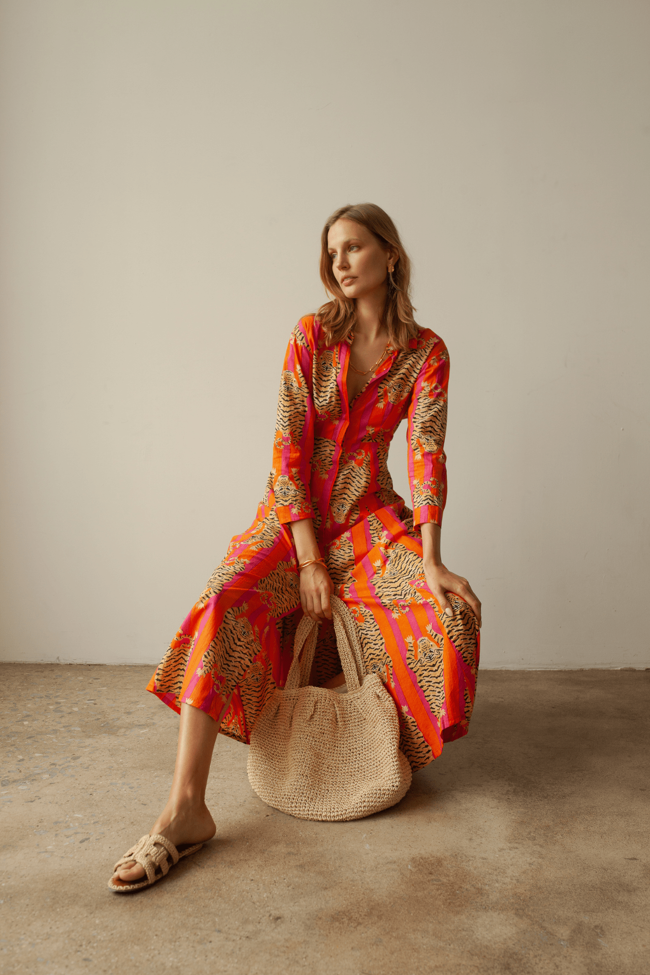 Luciana Tibet Dress Orange/Pink