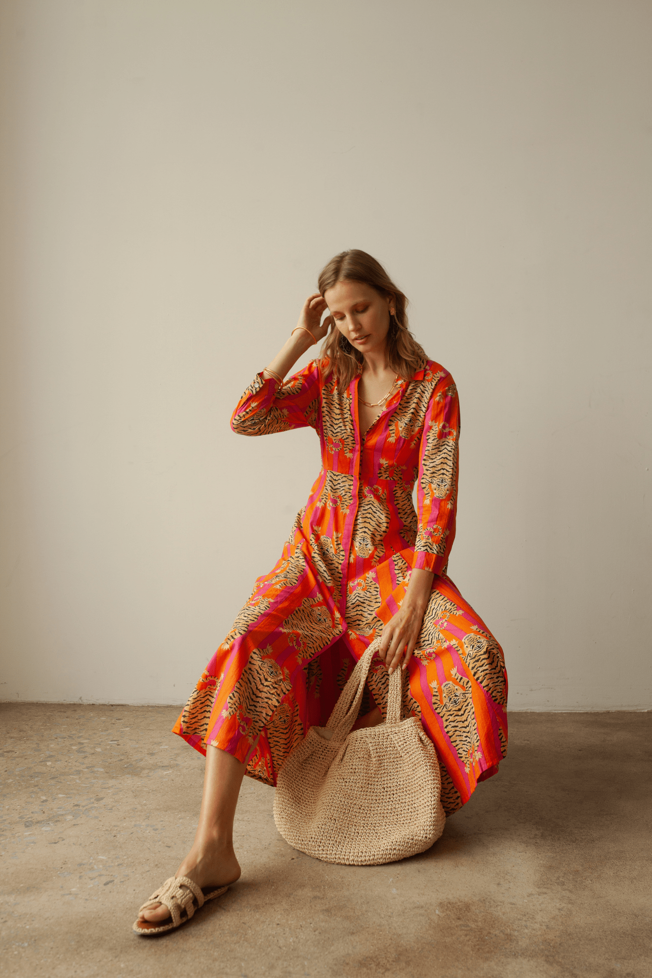 Luciana Tibet Dress Orange/Pink