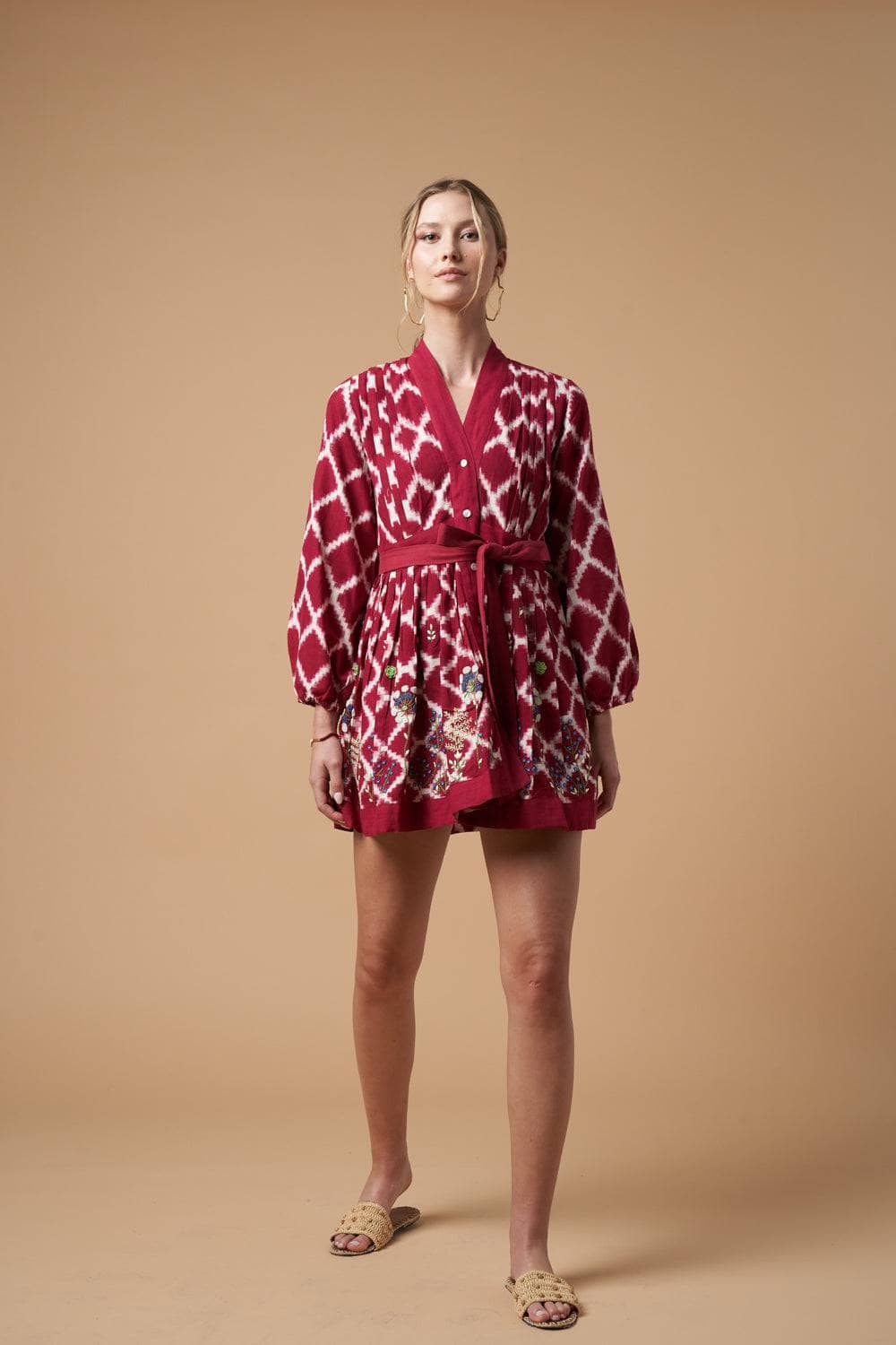 Ada Kimono Short Dress Red