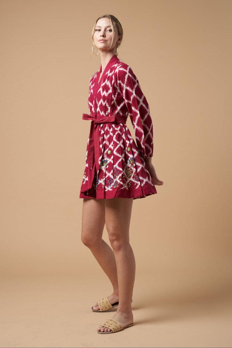 Ada Kimono Short Dress Red
