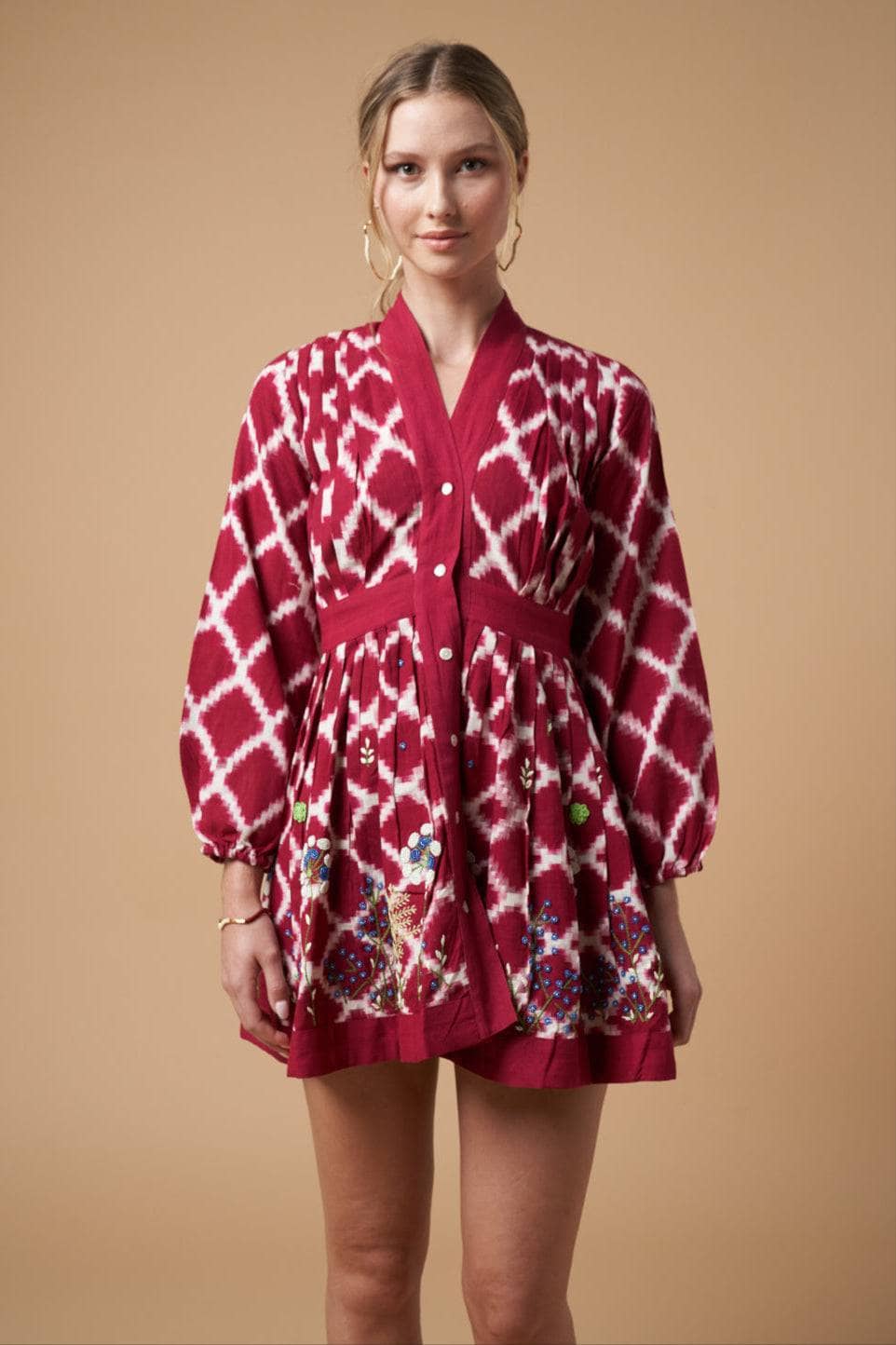Ada Kimono Short Dress Red
