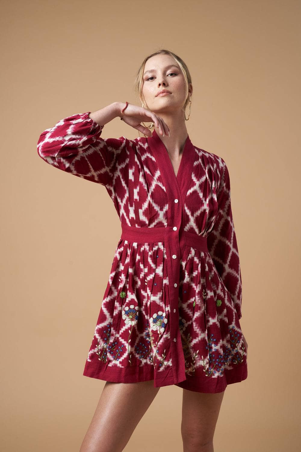 Ada Kimono Short Dress Red