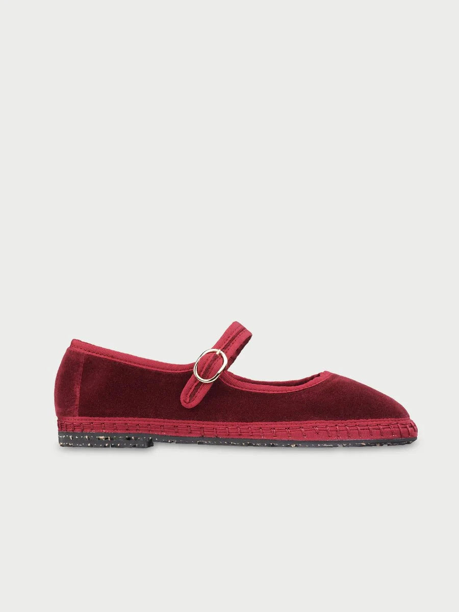 Flabelus Lucrecia Mary Jane Velvet Red