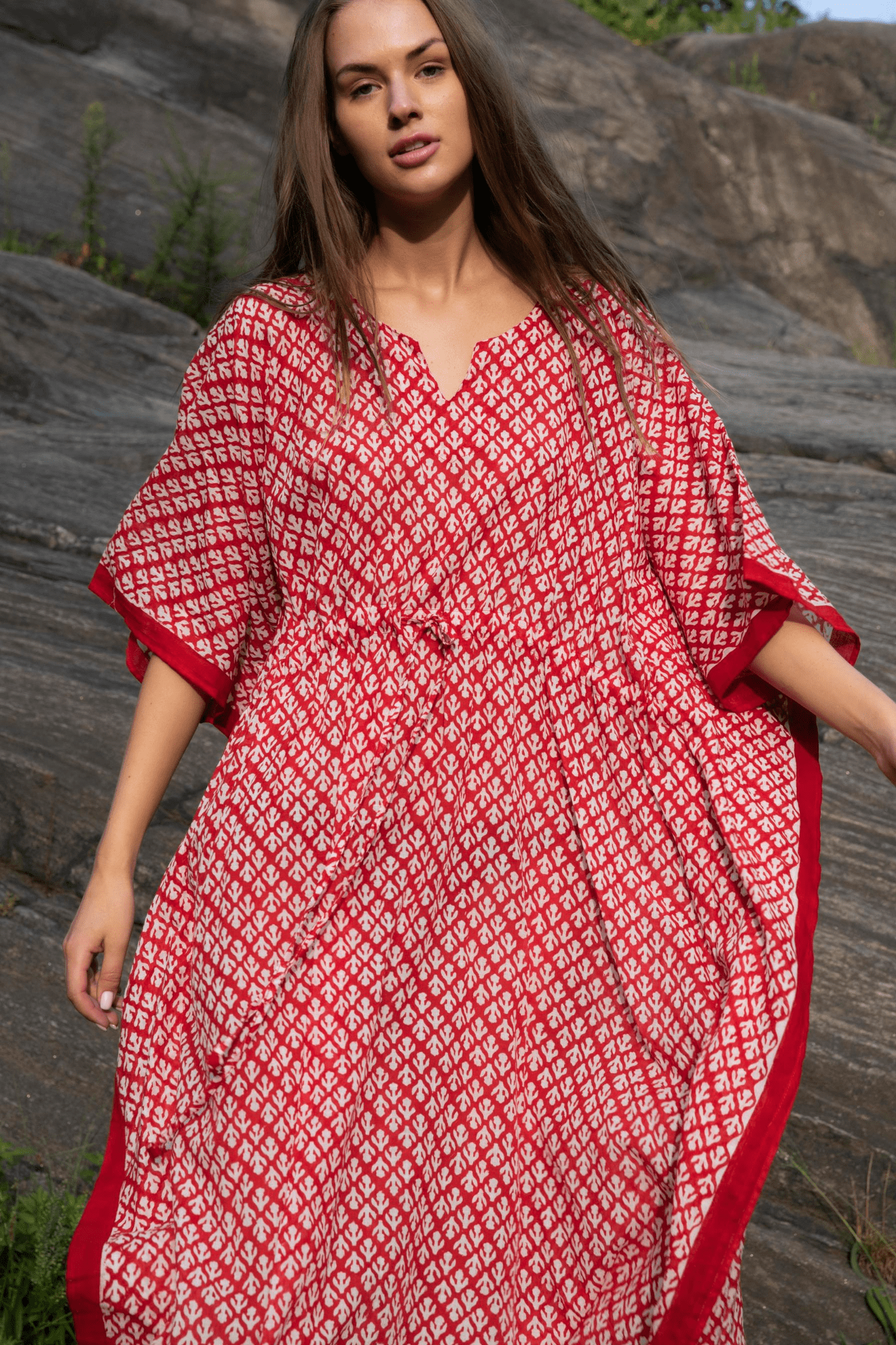 Buti Red Long Kaftan OS