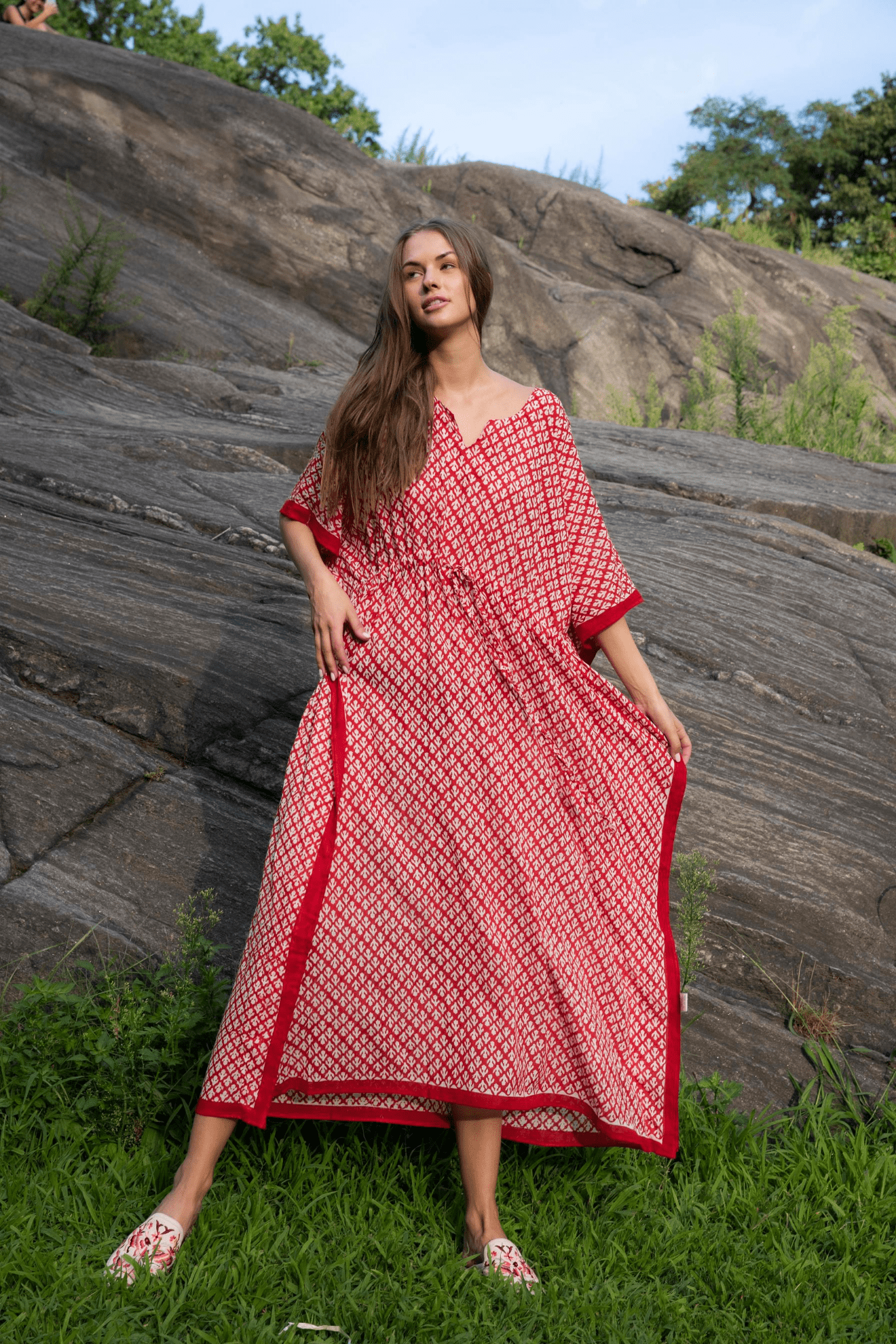Buti Red Long Kaftan OS