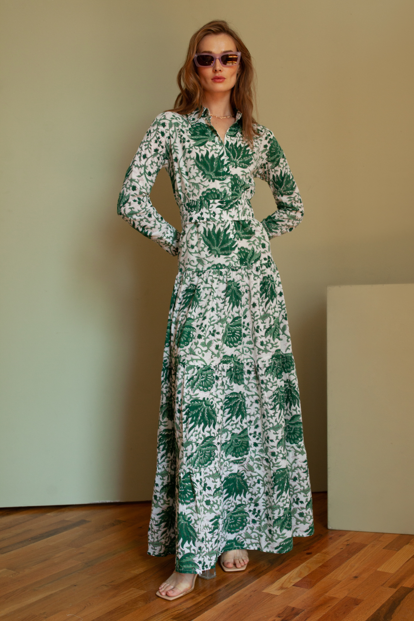 Meredith Floral Dress Green - PRE ORDER