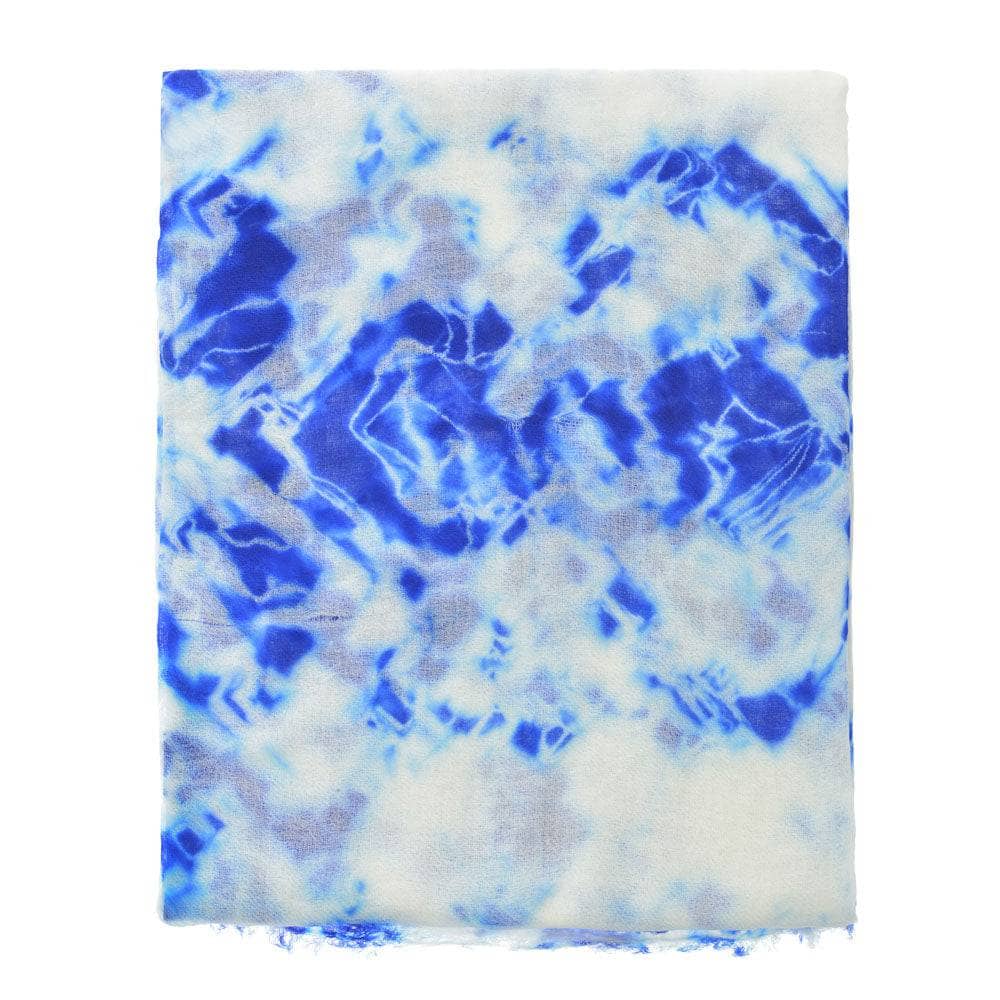 Shibori Tie Dye Scarf - White/Blue