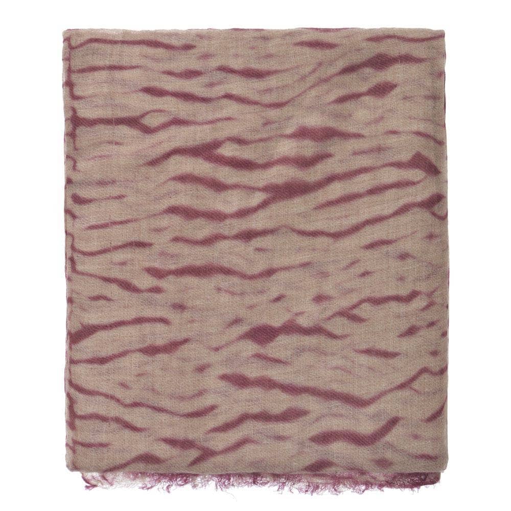 Shibori Lines Pashmina - Taupe/Plum