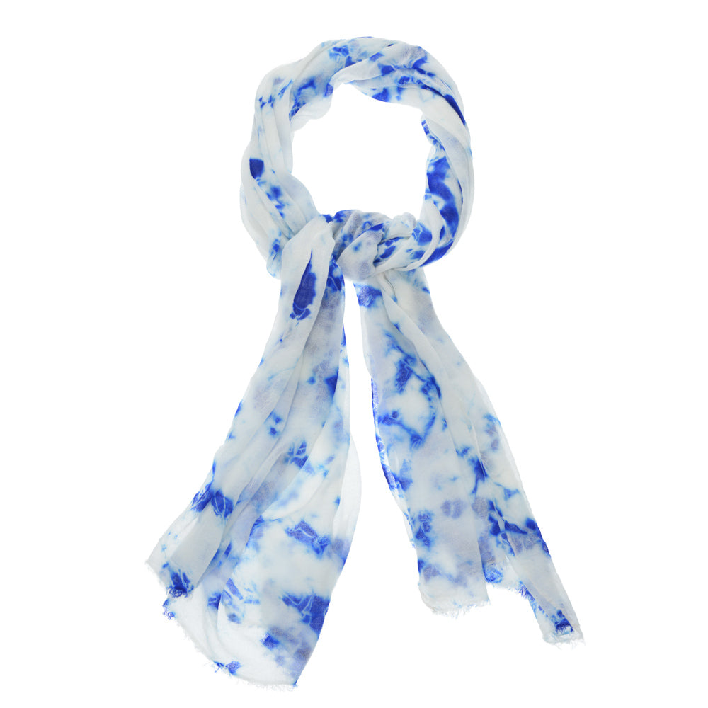 Shibori Tie Dye Scarf - White/Blue