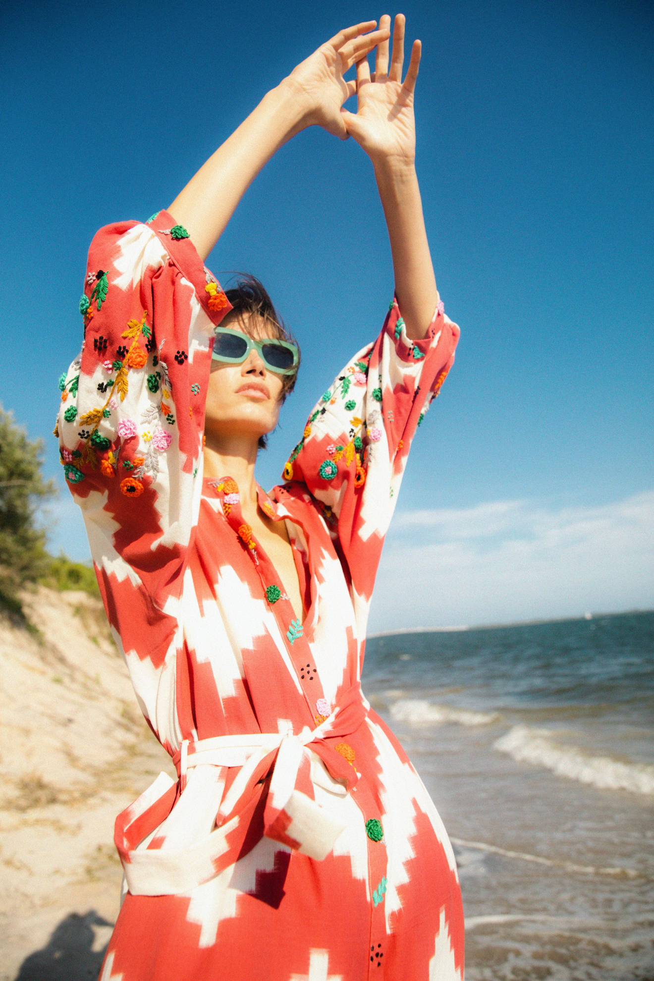 Rambagh Flower Dress Red