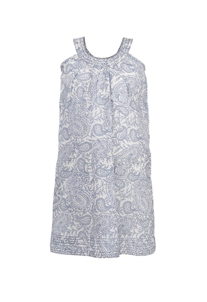 Ana Paisley Sleeve-less Dress - Blue