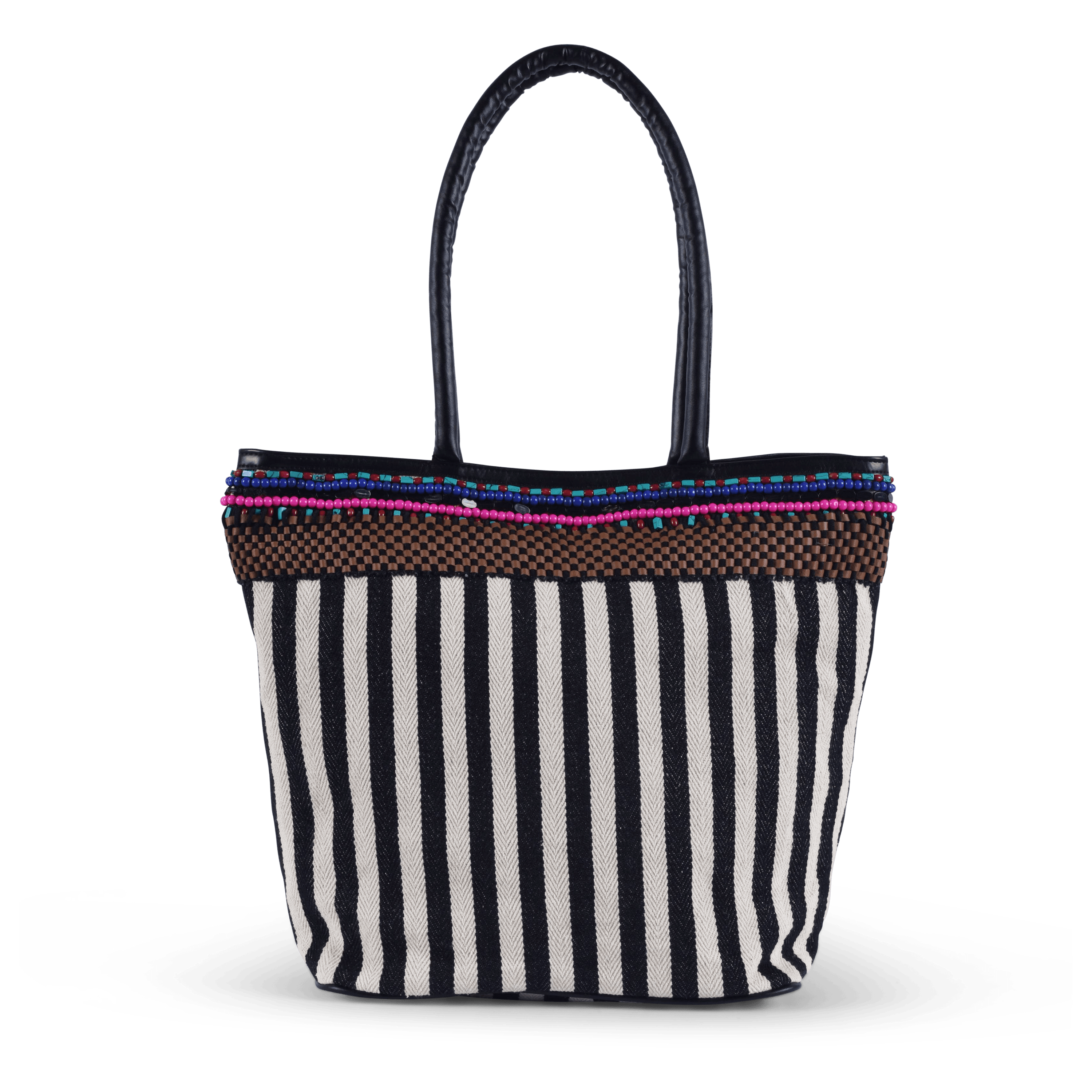 Ife Stripes Tote - Black / White