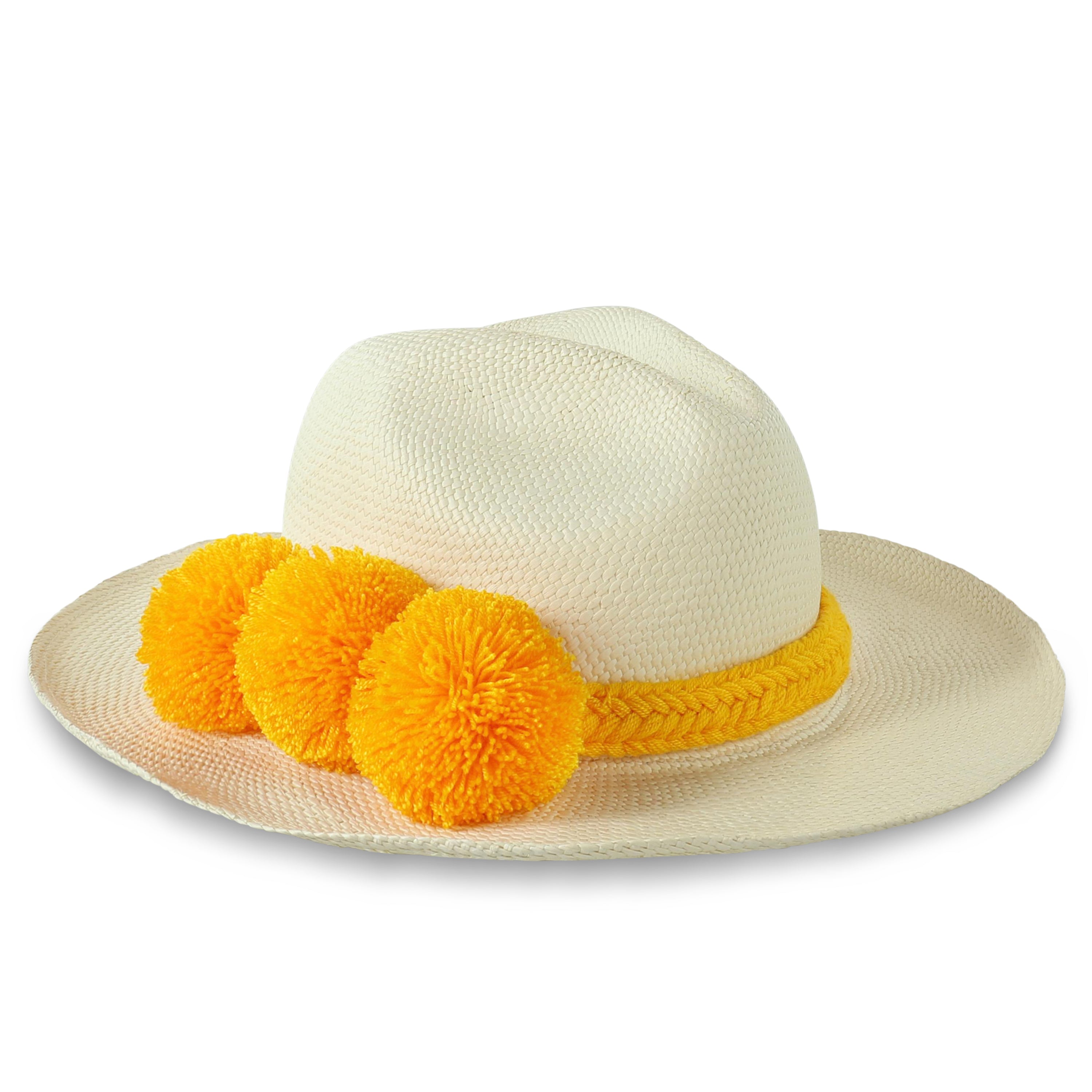 GUADALUPE HAT + WHITE YELLOW POM POM
