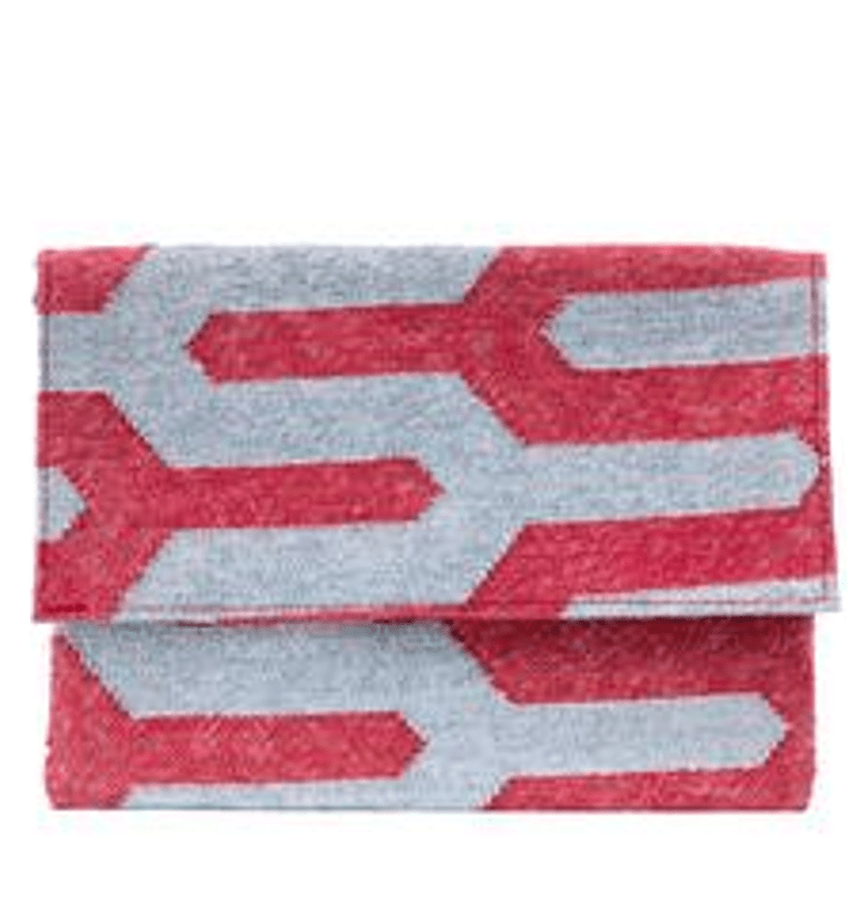 Dhurrie Clutch Red/Silver