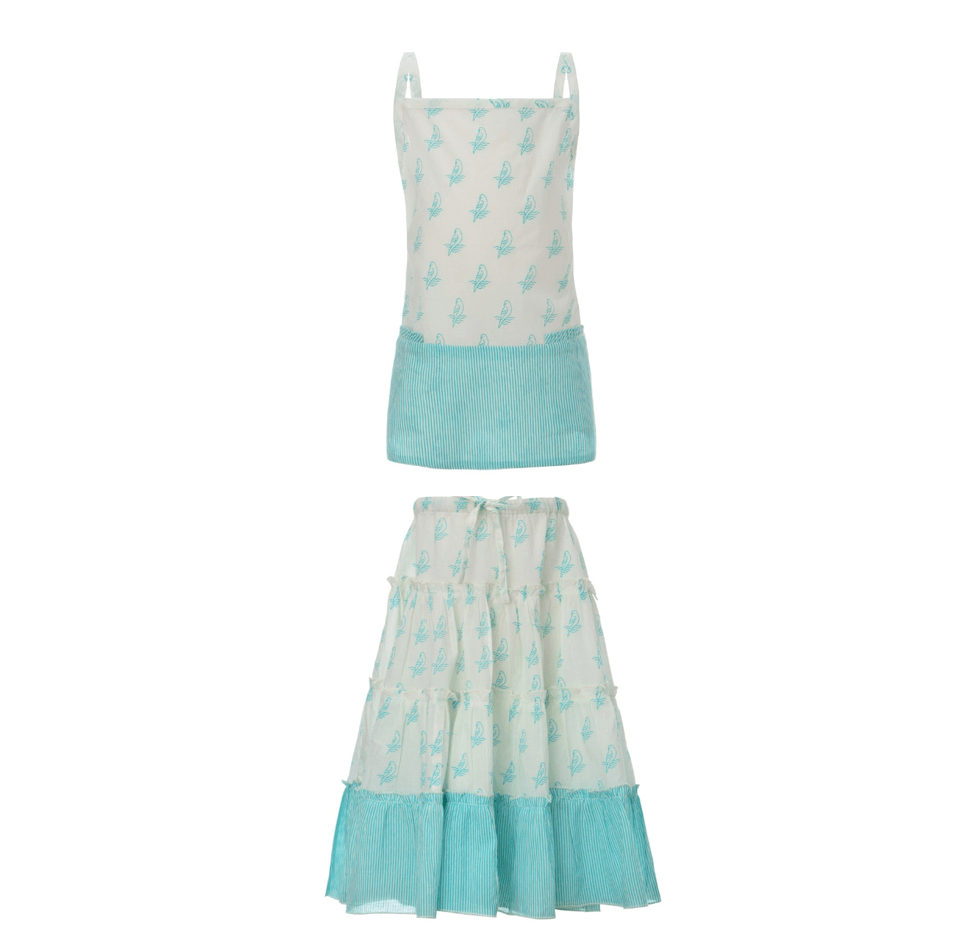 MIA PARROT TOP + AMAZON SKIRT | TURQUOISE