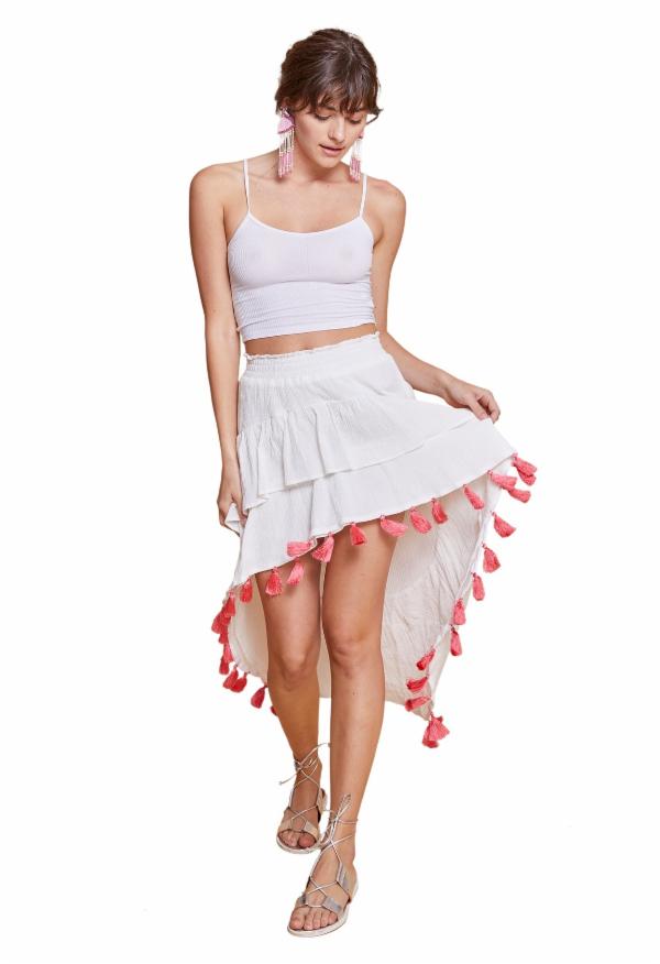Angelie High Low Skirt White
