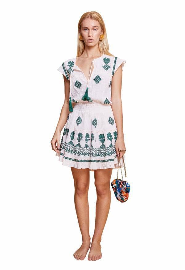 ILEANA DRESS PEACH & EMERALD