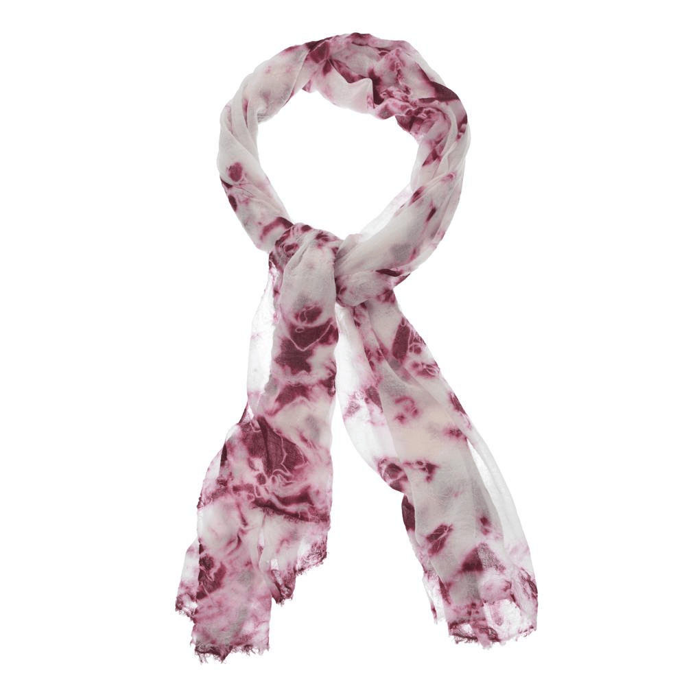 Shibori Tie Dye Scarf - White/Plum